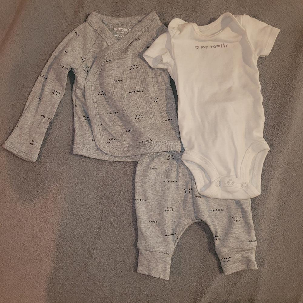 Carter's Gray and White Baby Clothing Set